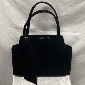 NWT Eric Javits New York Black Velvet Purse Handbag Tote Bow